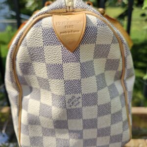 Louis Vuitton Speedy 25 Damier Azur Handbag | Authentic Designer Top Handle | Made in France | 2007 - Image 6