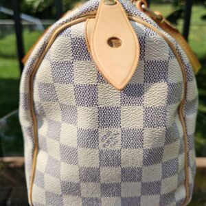 Louis Vuitton Speedy 25 Damier Azur Handbag | Authentic Designer Top Handle | Made in France | 2007 - Image 7