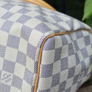 Louis Vuitton Speedy 25 Damier Azur Handbag | Authentic Designer Top Handle | Made in France | 2007 - Image 19