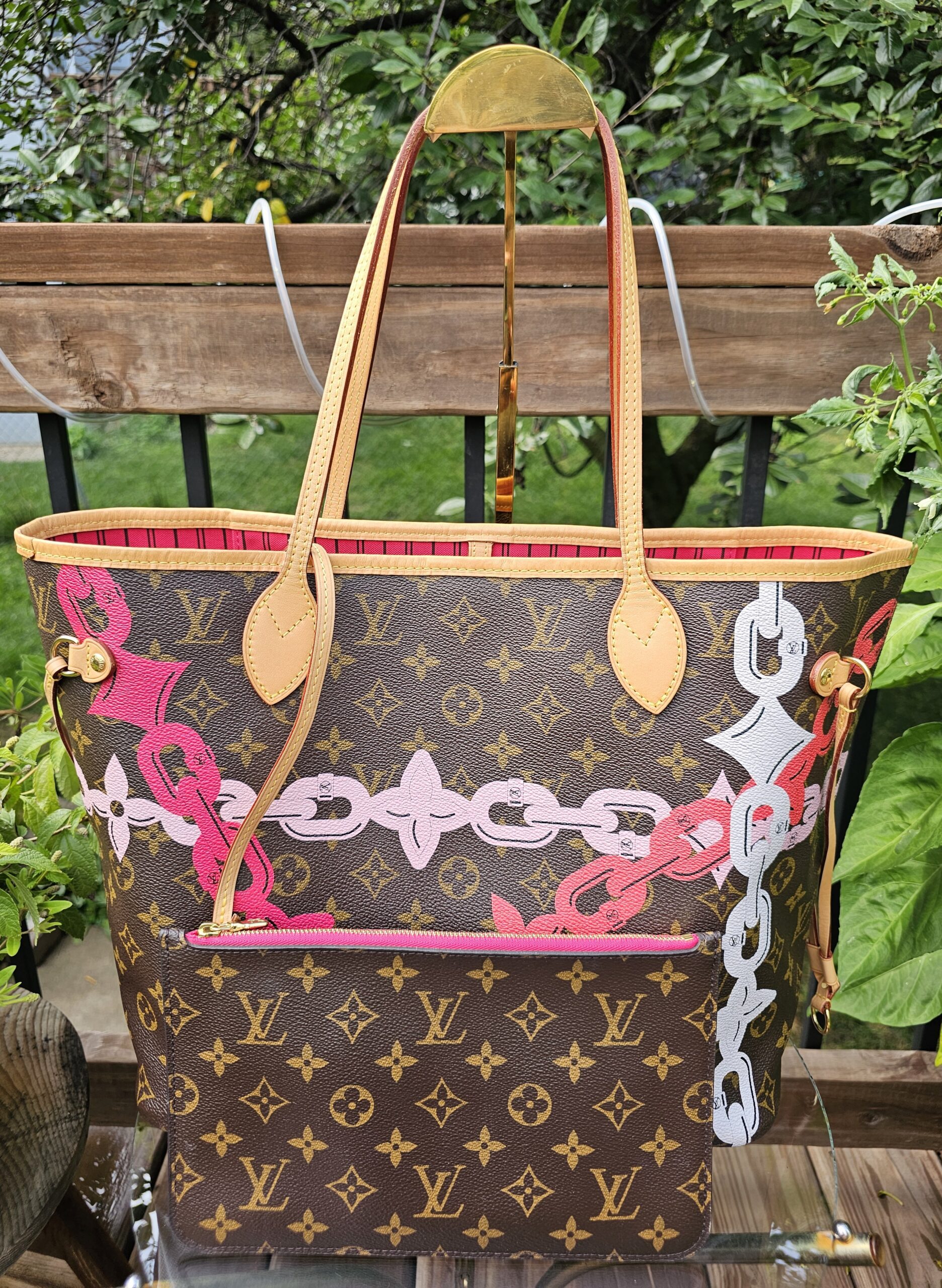 Louis Vuitton Monogram Bay Chain Set Neverfull MM with Matching Pochette