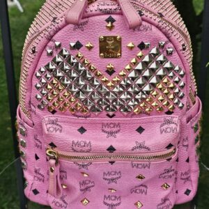 Authentic MCM Visetos Pink Backpack | Adjustable Straps | Entrupy COA