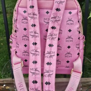 Authentic MCM Visetos Pink Backpack | Adjustable Straps | Entrupy COA - Image 4