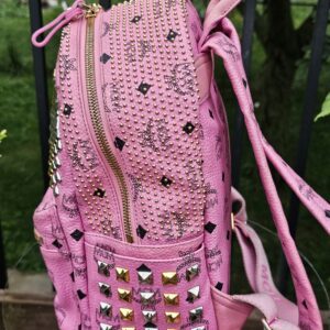Authentic MCM Visetos Pink Backpack | Adjustable Straps | Entrupy COA - Image 5