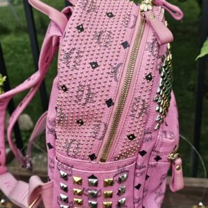 Authentic MCM Visetos Pink Backpack | Adjustable Straps | Entrupy COA - Image 6