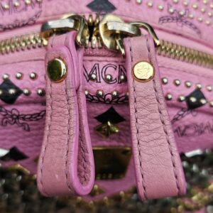 Authentic MCM Visetos Pink Backpack | Adjustable Straps | Entrupy COA - Image 7