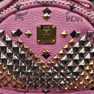 Authentic MCM Visetos Pink Backpack | Adjustable Straps | Entrupy COA - Image 8