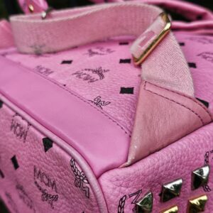 Authentic MCM Visetos Pink Backpack | Adjustable Straps | Entrupy COA - Image 12