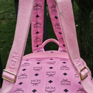 Authentic MCM Visetos Pink Backpack | Adjustable Straps | Entrupy COA - Image 14