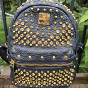 MCM Monogram Backpack Black Visetos Leather Trim | Authentic Designer Backpack