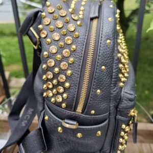 MCM Monogram Backpack Black Visetos Leather Trim | Authentic Designer Backpack - Image 4