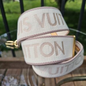 Louis Vuitton Jacquard Bandoulière Adjustable Shoulder Strap Beige Cream | Gold Hardware | Authentic