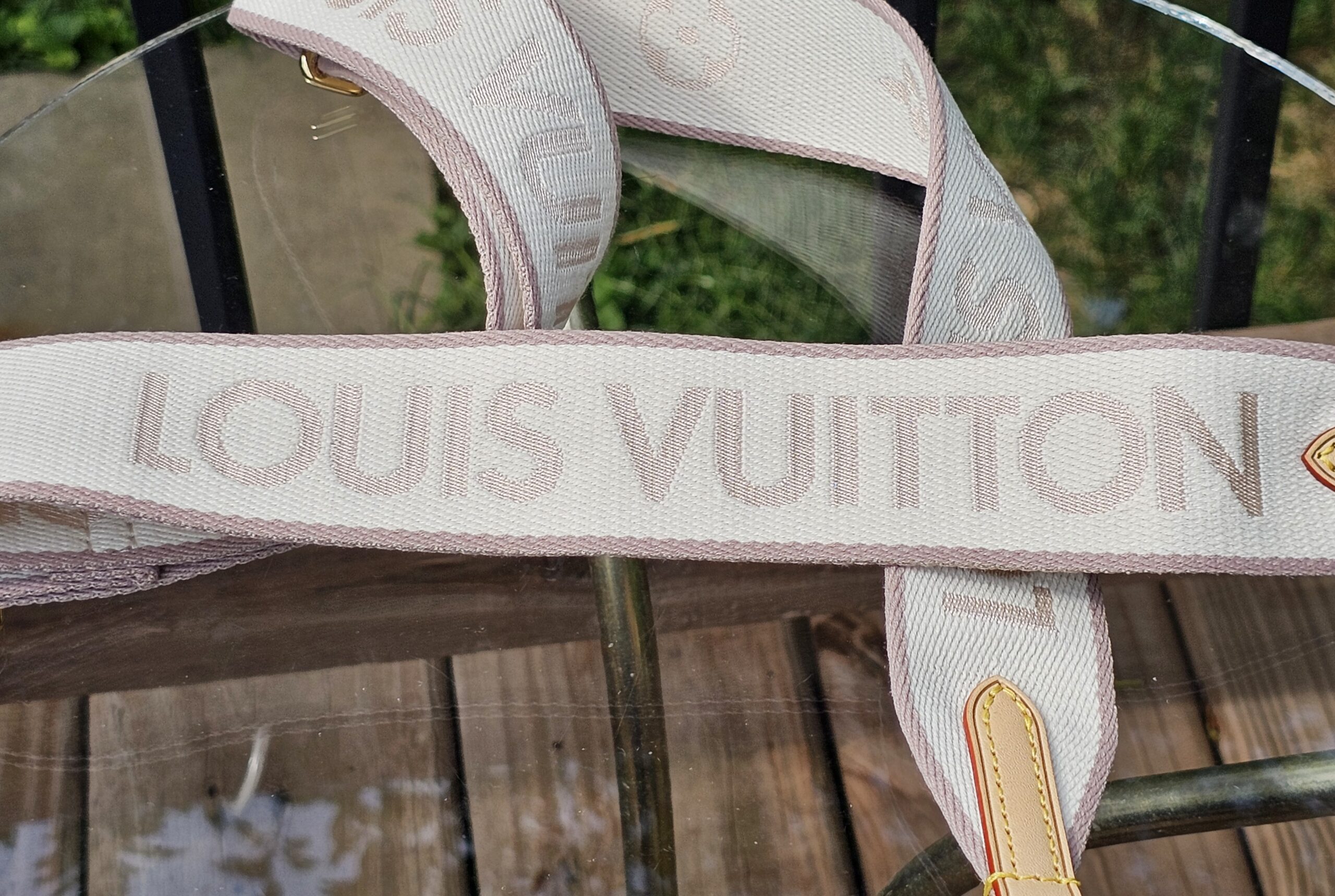 Louis Vuitton Jacquard Bandoulière Adjustable Shoulder Strap Beige Cream | Gold Hardware | Authentic - Image 9