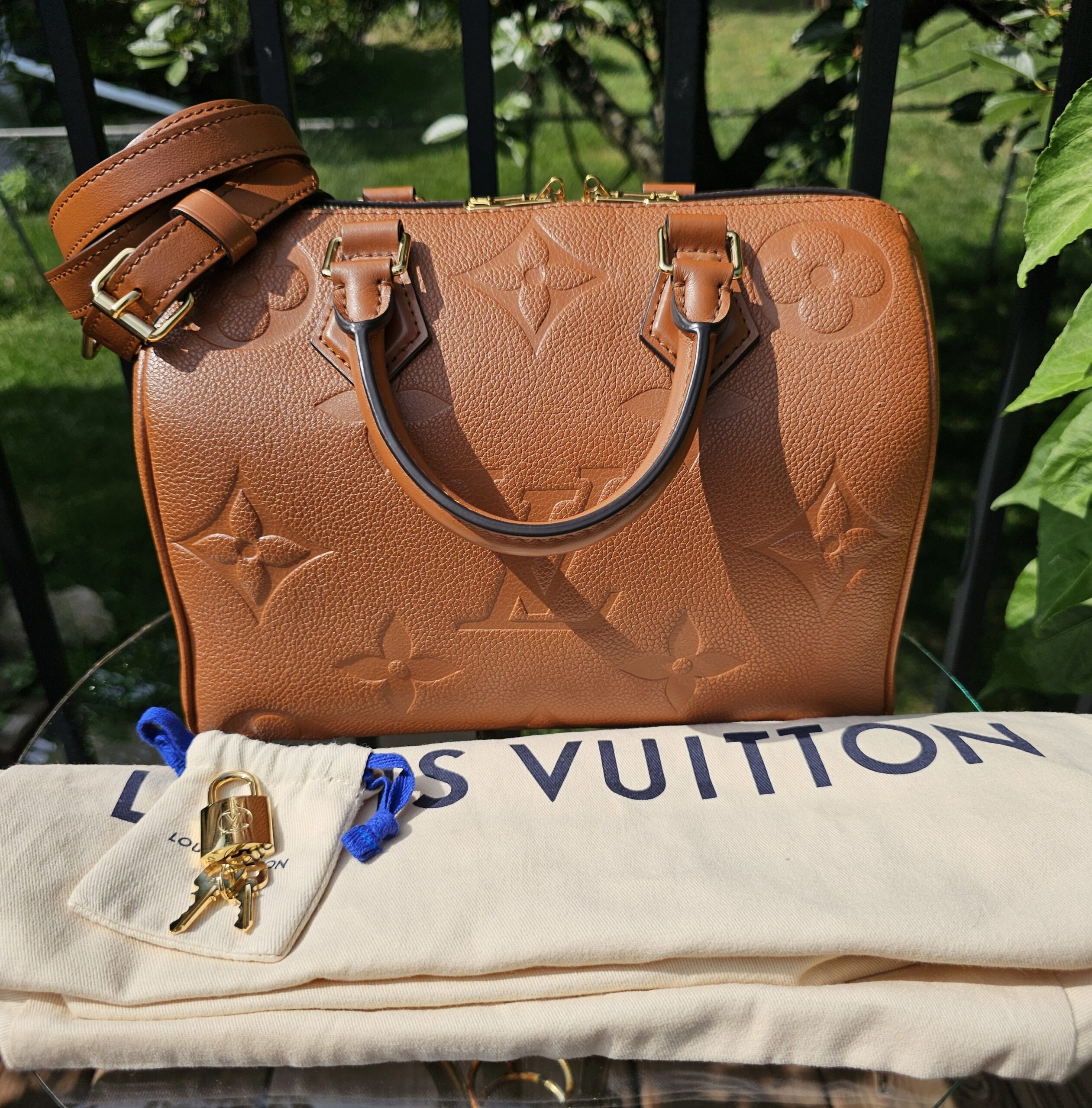 Louis Vuitton Speedy Bandoulière 25 Monogram Empreinte Cognac Leather