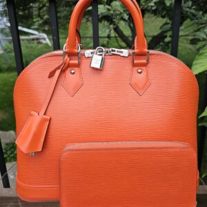 Louis Vuitton Alma PM & Zippy Wallet Orange Piment Epi Leather Set