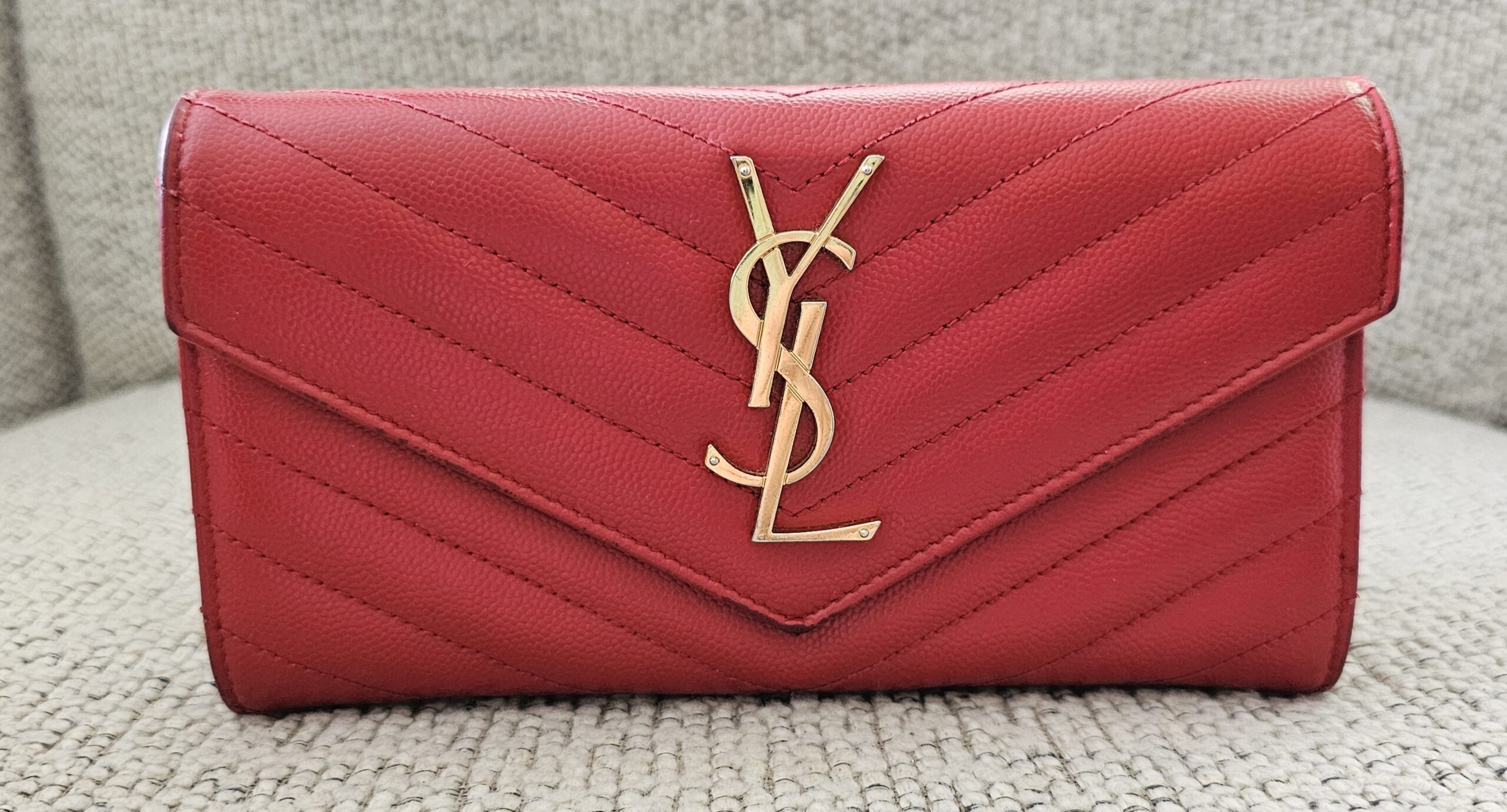 Saint Laurent YSL Cassandre Red Wallet