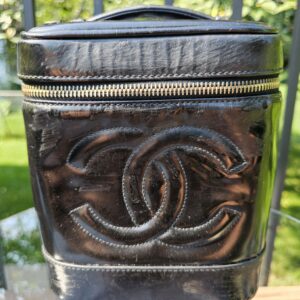Vintage Chanel Patent Leather Vanity Case Black