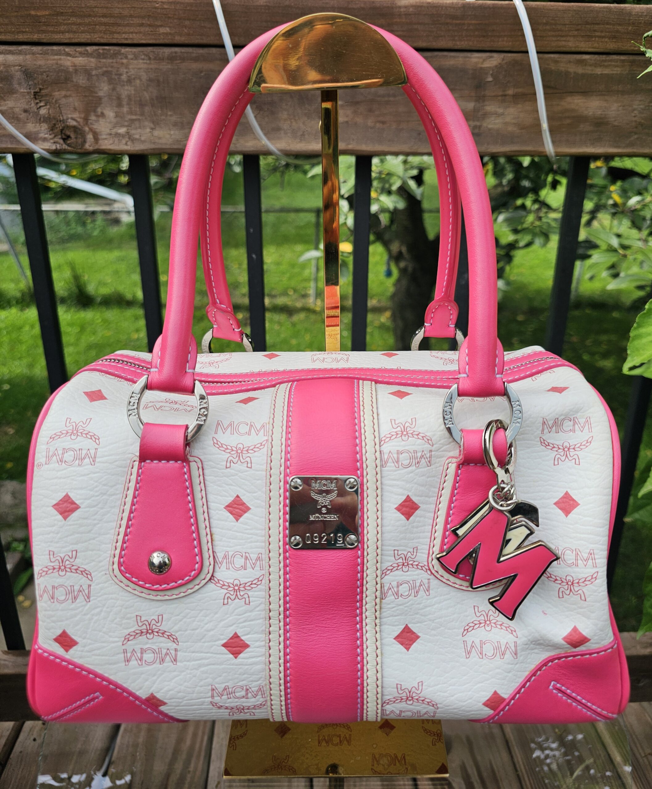 Mcm Visetos Boston Bag Hot Pink