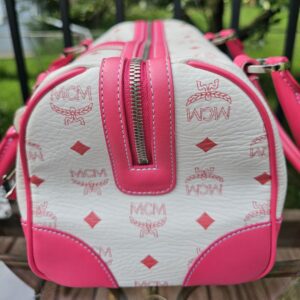 Mcm Visetos Boston Bag Hot Pink - Image 4
