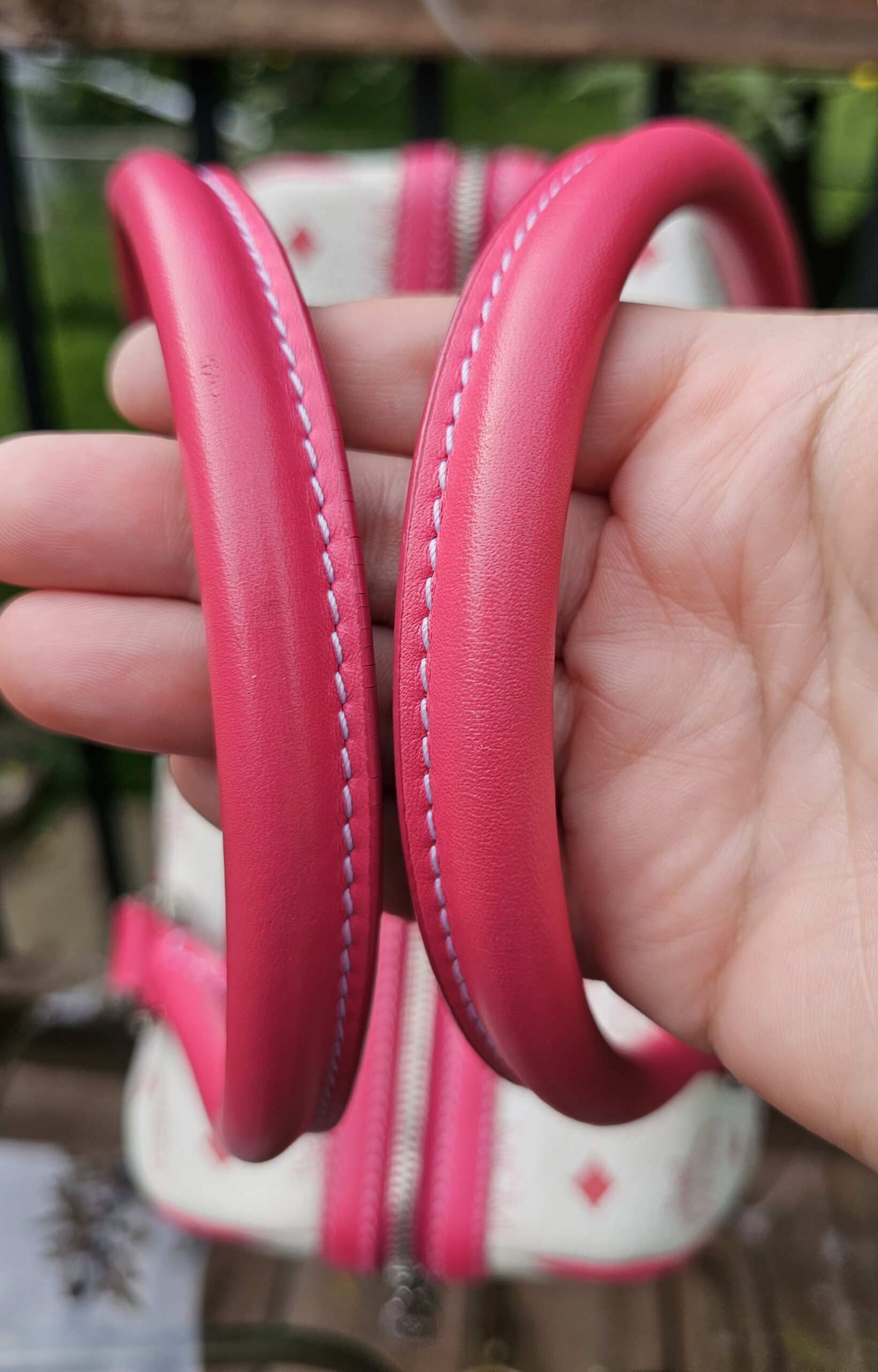 Mcm Visetos Boston Bag Hot Pink - Image 5