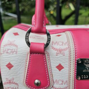 Mcm Visetos Boston Bag Hot Pink - Image 7