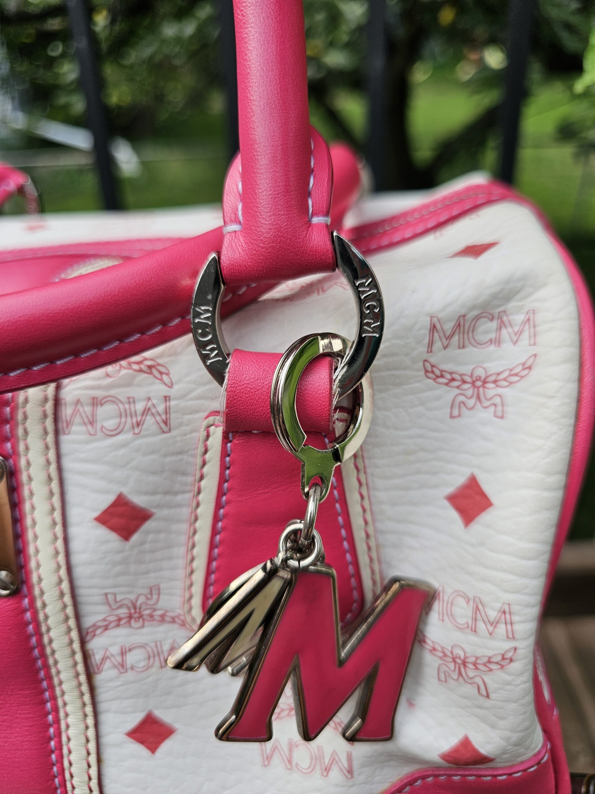 Mcm Visetos Boston Bag Hot Pink - Image 9