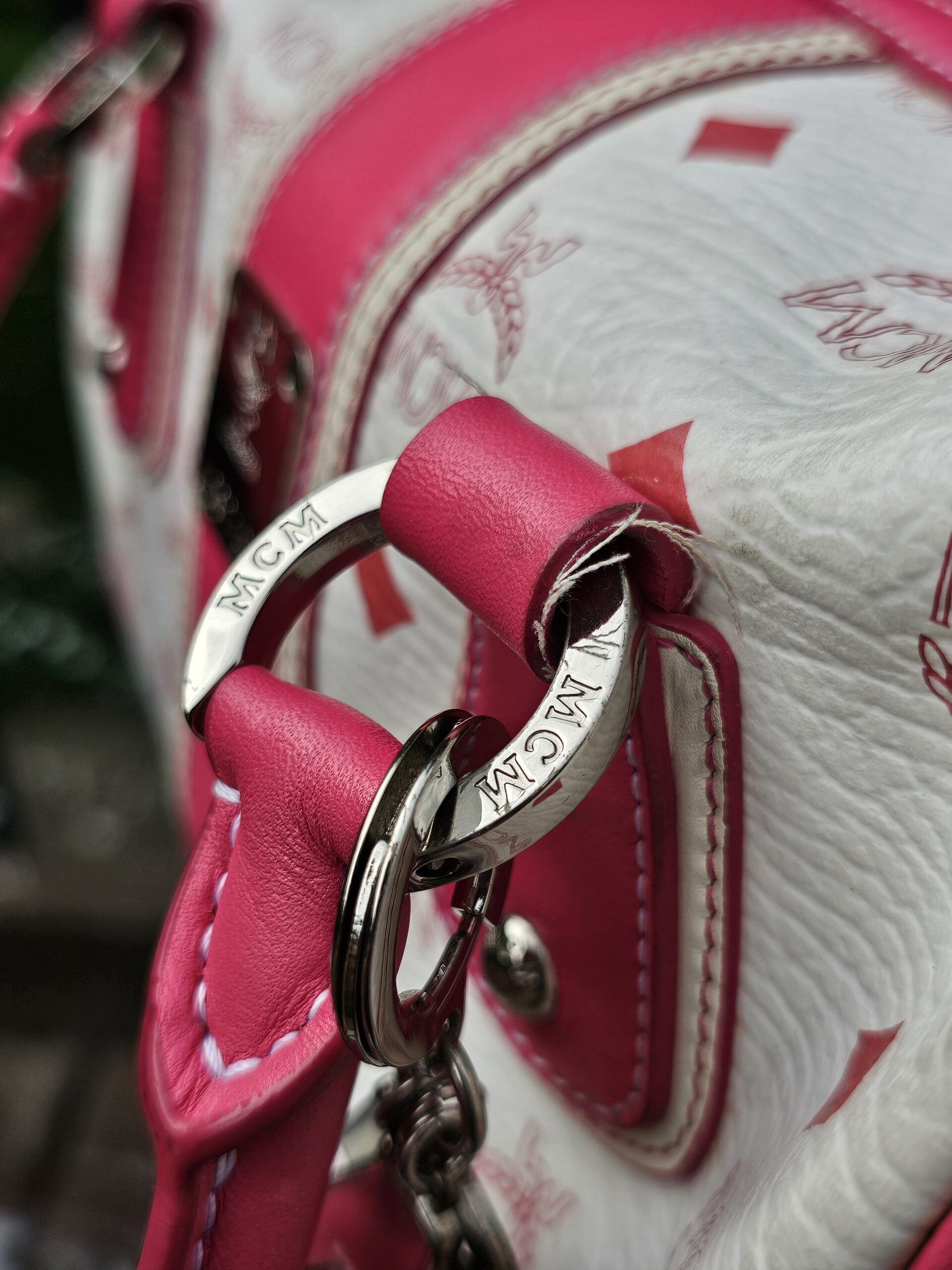 Mcm Visetos Boston Bag Hot Pink - Image 8