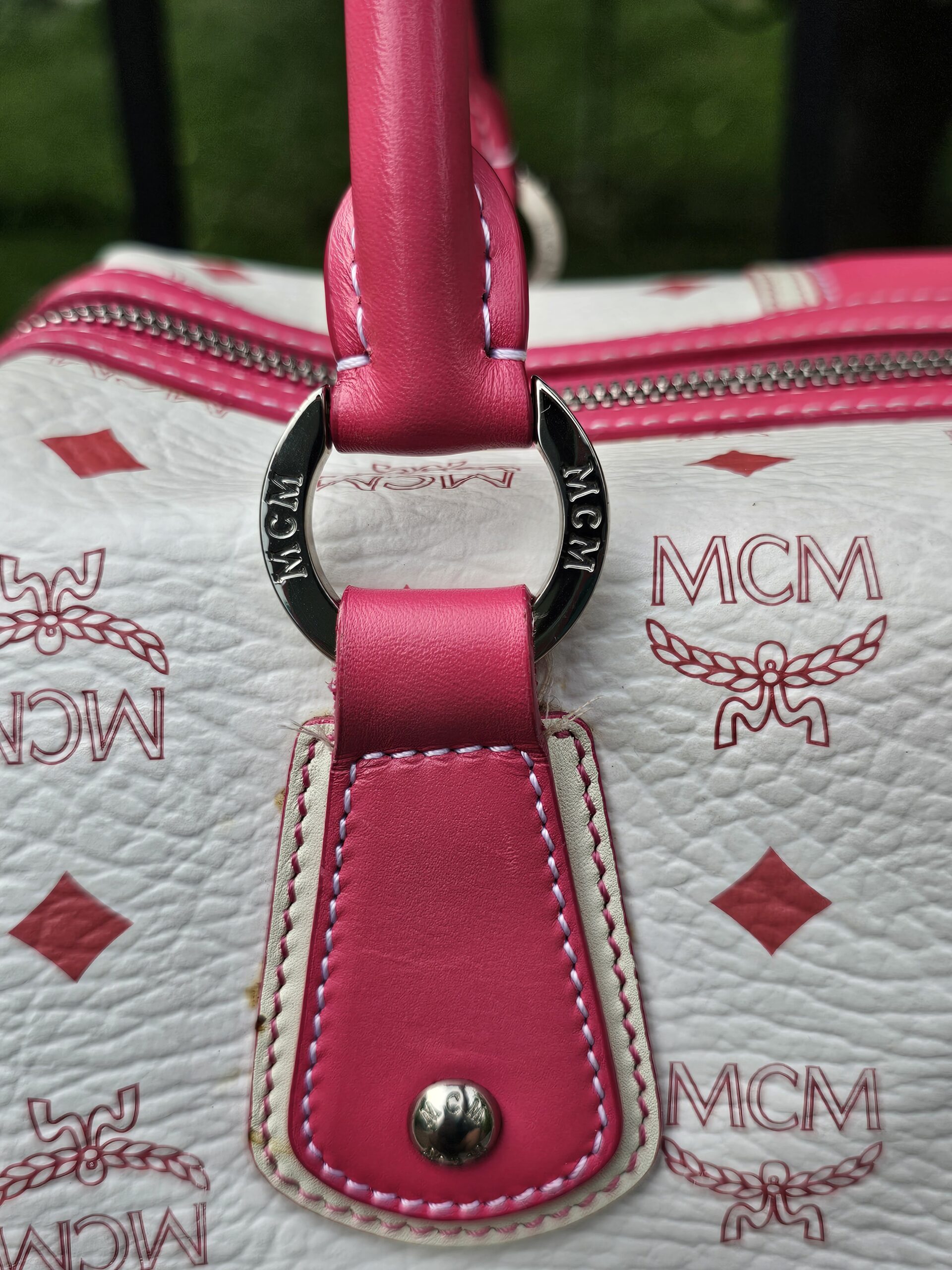 Mcm Visetos Boston Bag Hot Pink - Image 13