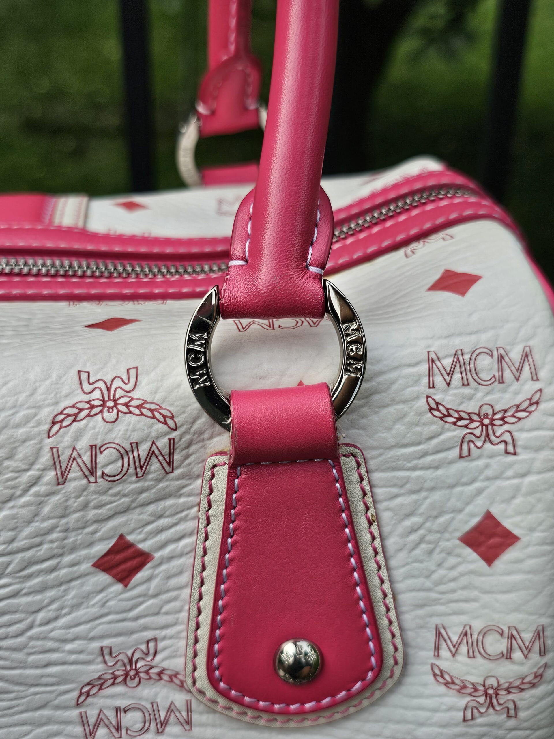Mcm Visetos Boston Bag Hot Pink - Image 12