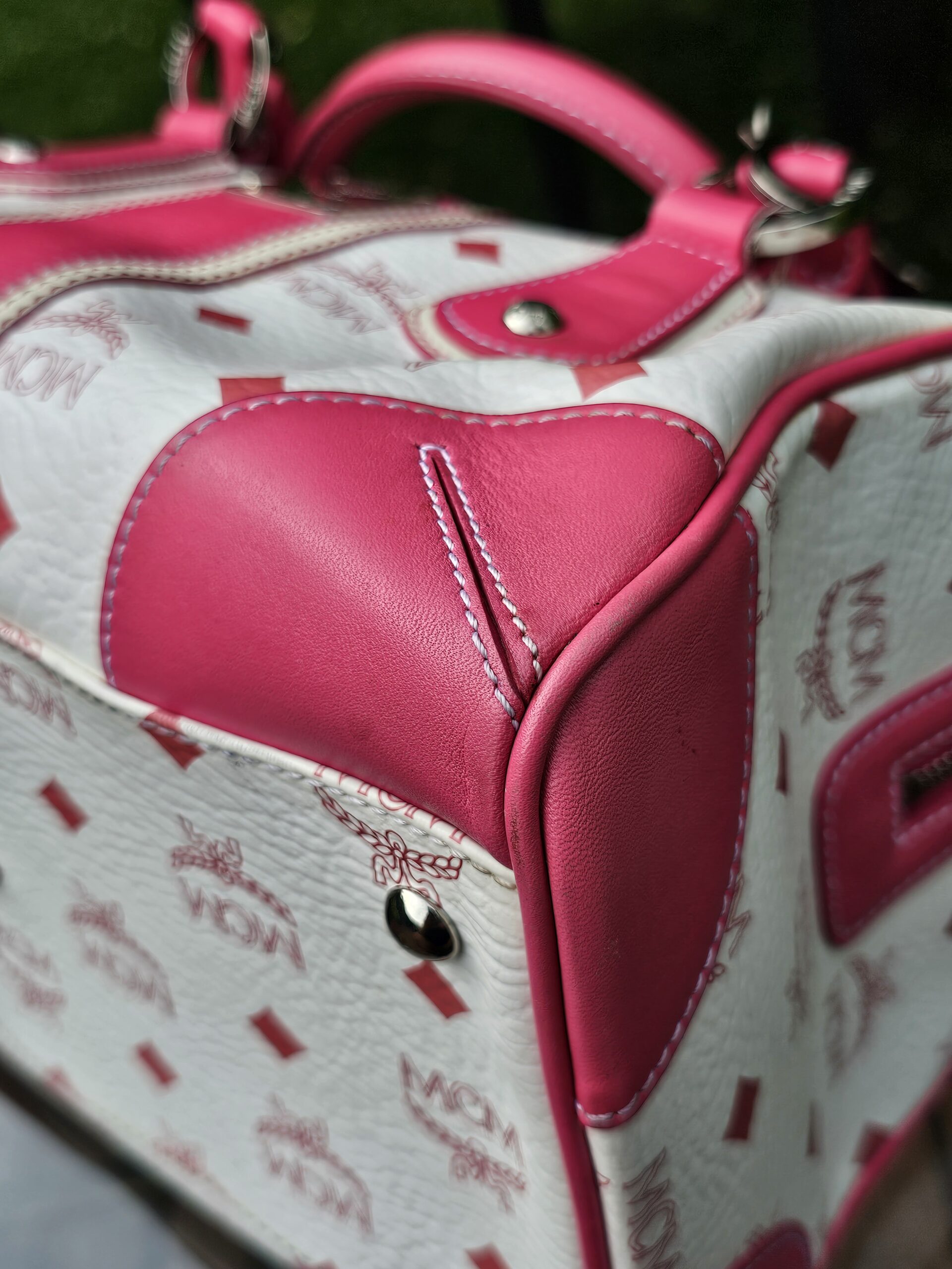 Mcm Visetos Boston Bag Hot Pink - Image 11