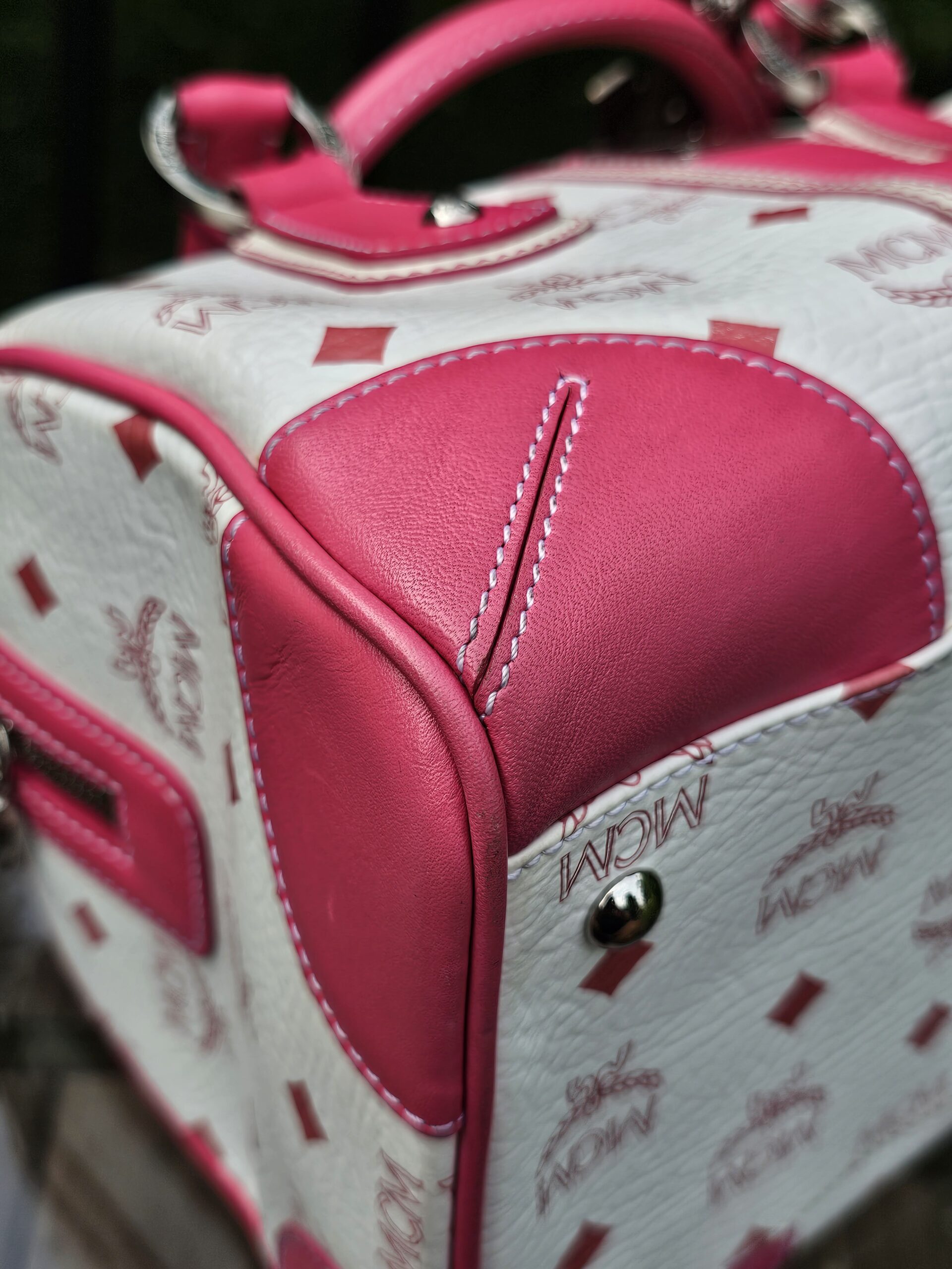 Mcm Visetos Boston Bag Hot Pink - Image 14