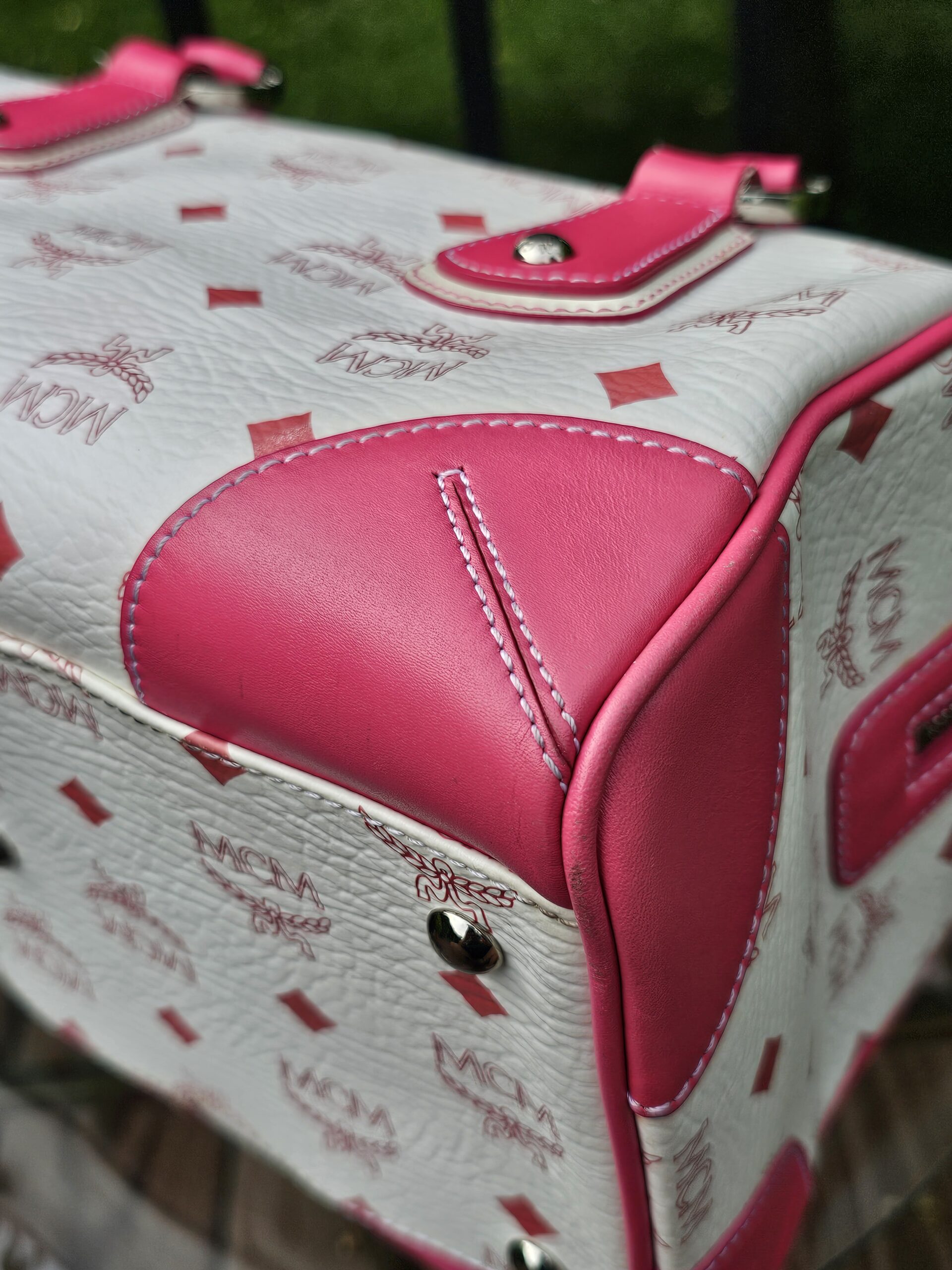 Mcm Visetos Boston Bag Hot Pink - Image 15