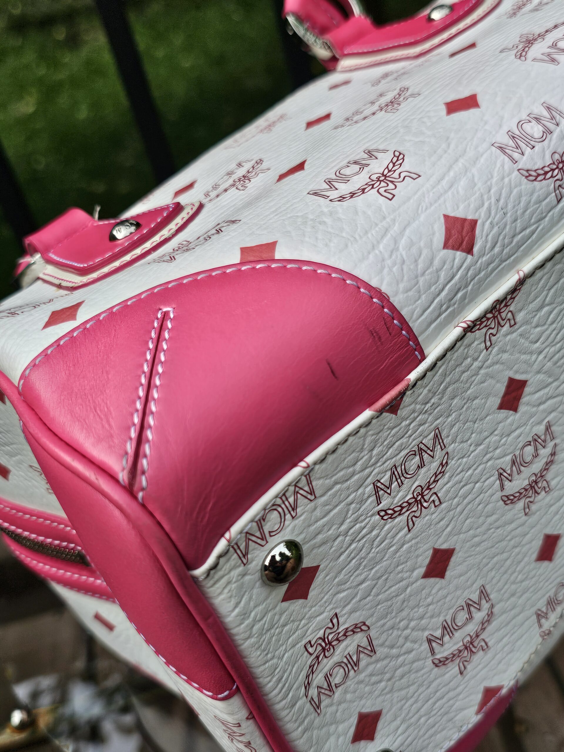 Mcm Visetos Boston Bag Hot Pink - Image 16