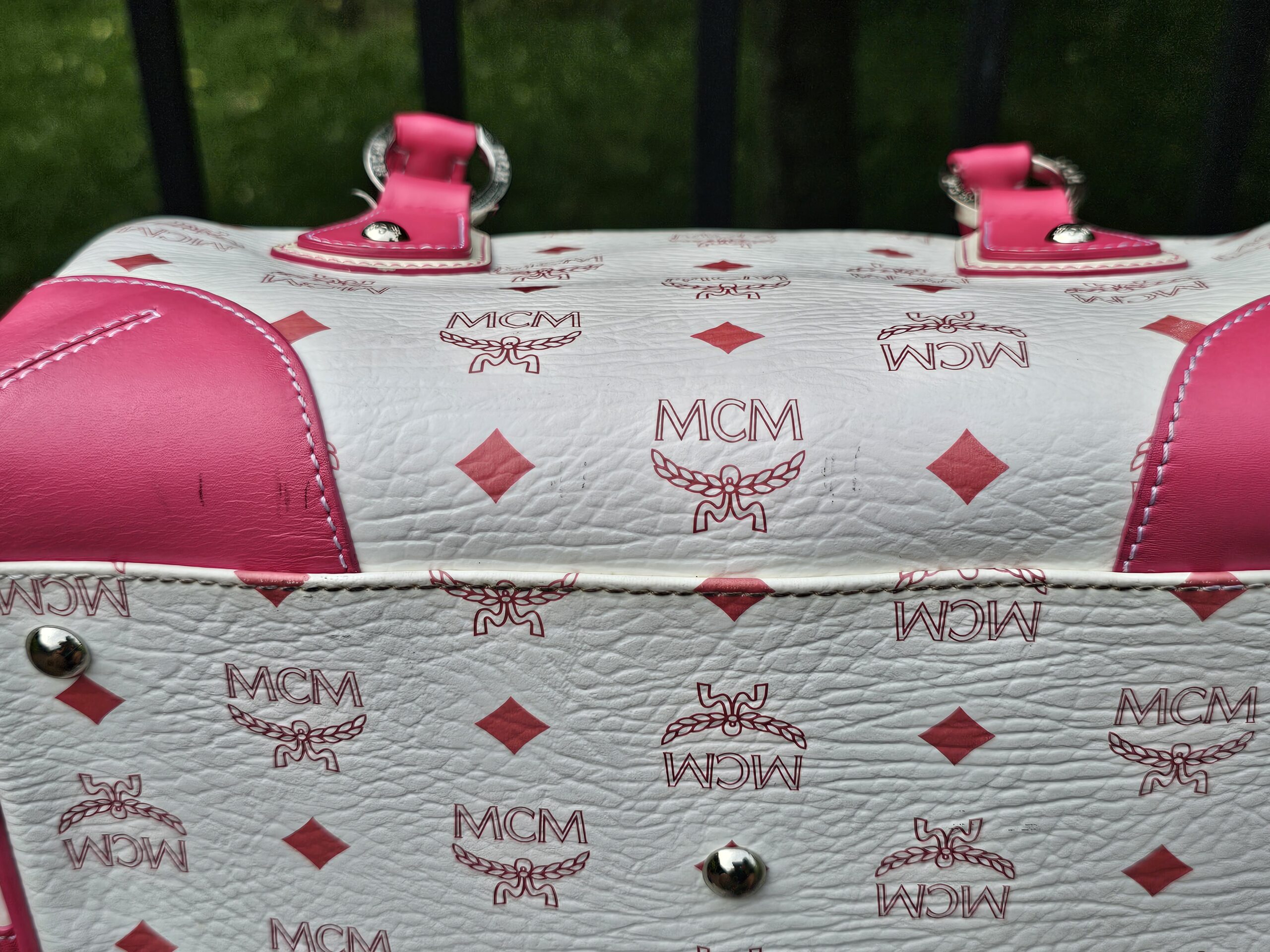 Mcm Visetos Boston Bag Hot Pink - Image 17