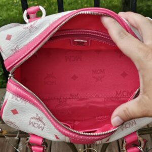 Mcm Visetos Boston Bag Hot Pink - Image 20