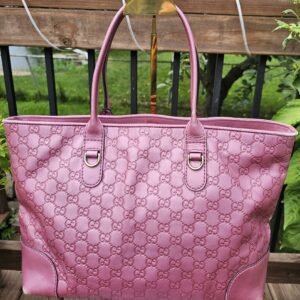 Gucci Large Heart Bit tote in pink Guccissima embossed leather with dual leather handles