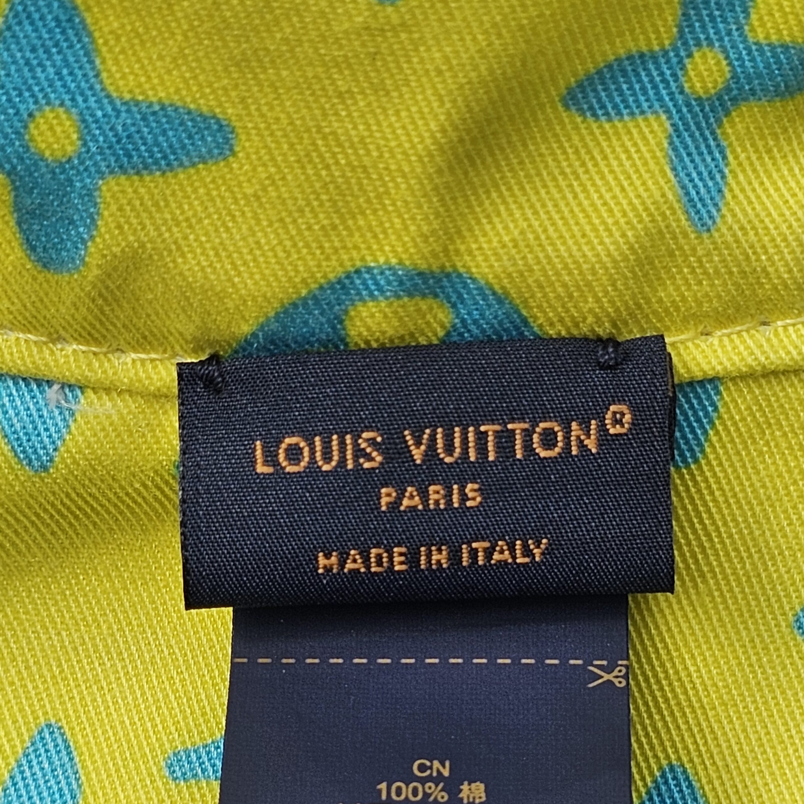 Louis Vuitton Paris made in Italy label sewn inside the Virgil Abloh bucket hat