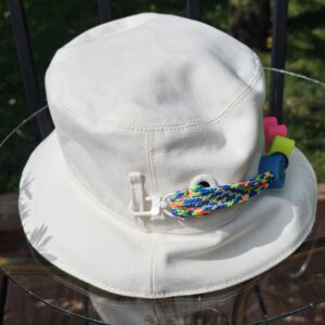 Braided cord attached to the white side of the Louis Vuitton Virgil Abloh bucket hat