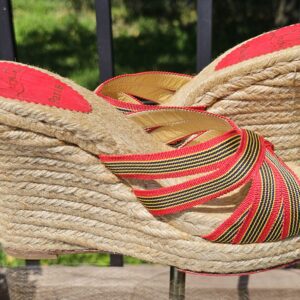 Jute wrapped wedge and platform of the Christian Louboutin espadrille wedge sandals