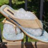 Louis Vuitton Monogram denim thong sandals with light blue denim footbeds and natural leather T-straps