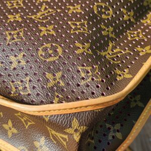 Close-up of the perforated Monogram canvas on the Louis Vuitton Musette