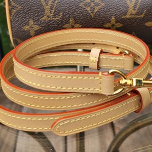 Removable adjustable strap for the Louis Vuitton Nano Speedy Bandouliere in natural vachetta leather with painted edges