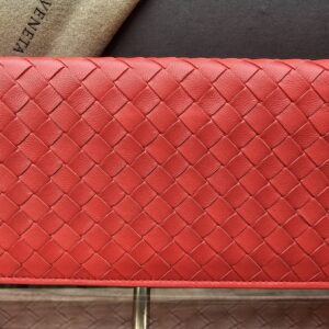 Front of the Bottega Veneta continental flap wallet showing the woven Intrecciato Nappa leather