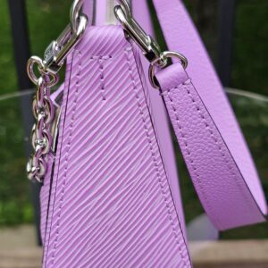Slim side profile of the Louis Vuitton Epi Marellini in purple Epi leather