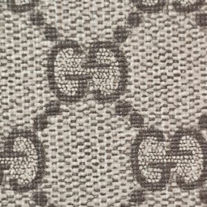 Close-up of the beige and brown GG Supreme canvas on the Gucci Essence card holder