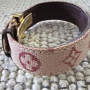 Monogram Mini Lin canvas with burgundy print on the Louis Vuitton Millennium Wish bracelet