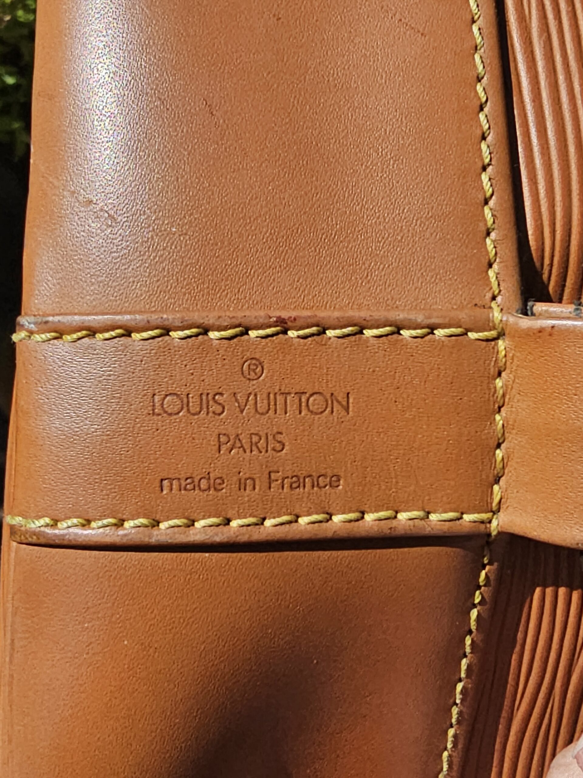 Louis Vuitton Paris made in France heat stamp on the Epi Randonnee PM