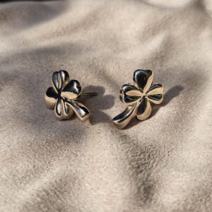 Pair of Chanel four leaf clover stud earrings in silver-tone metal