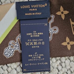 Louis Vuitton Paris made in Italy label on the Vivienne in NY BB silk bandeau