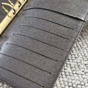 Card slots inside the Louis Vuitton Damier Ebene Medium Ring Agenda