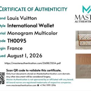 Louis Vuitton Monogram Multicolor International Wallet White | Takashi Murakami | TH0095 - Image 10